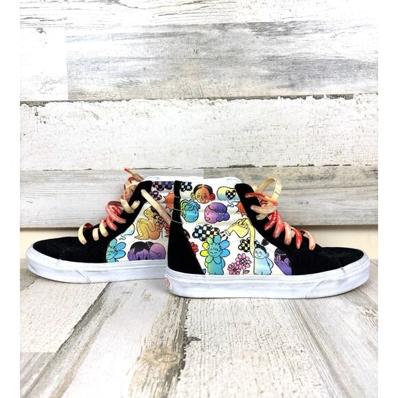 Vans x Cultivate Care Sk8-Hi Women’s 8 Black Multi Suede Canvas Lace Up Sneakers - Picture 6 of 8